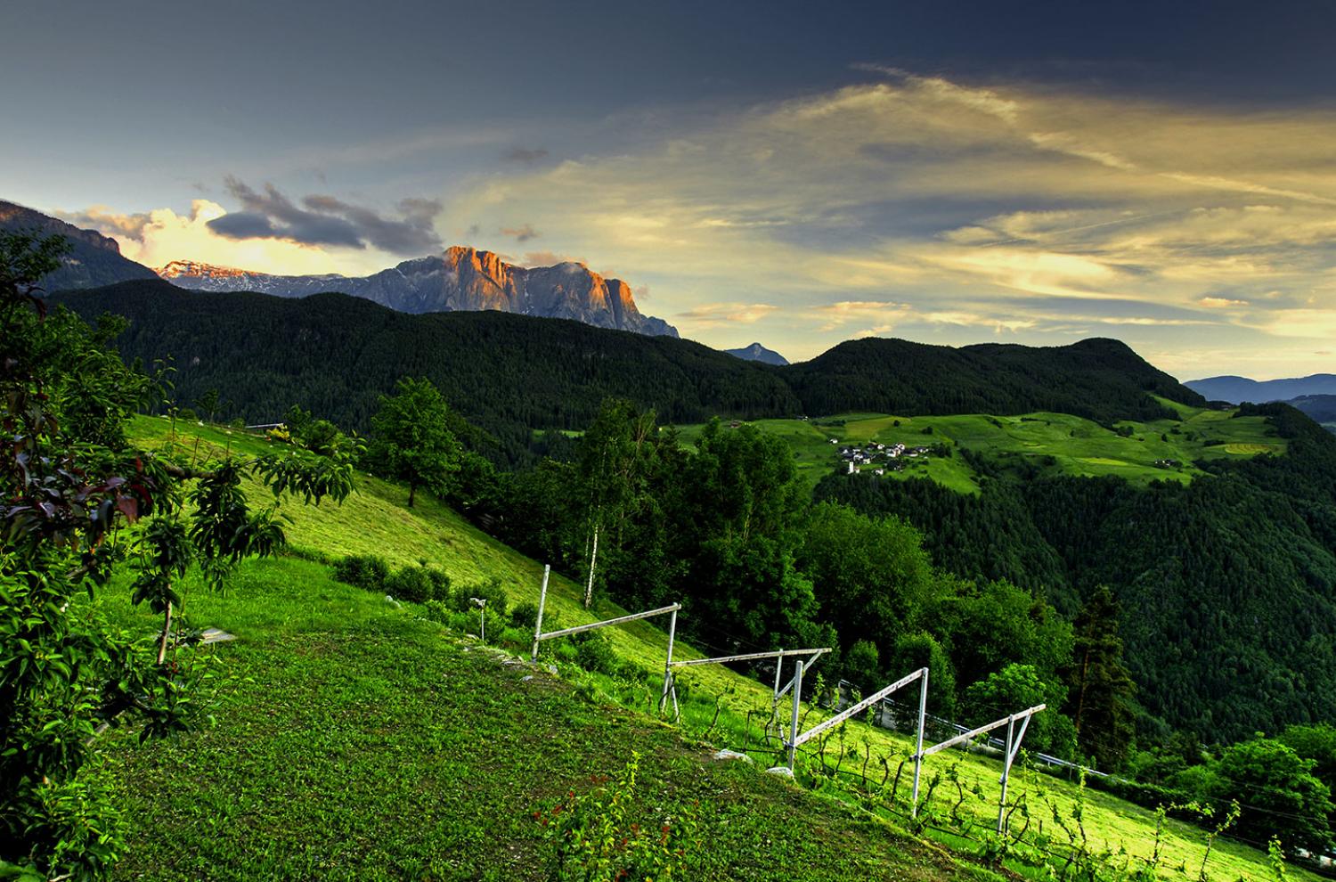 Ausblick in die Dolomiten vom Kirchwieserhof